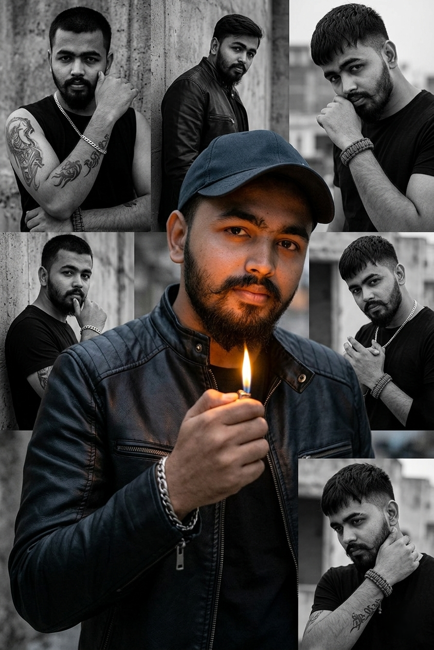 Gritty Leather Jacket Portrait AI Image Prompt