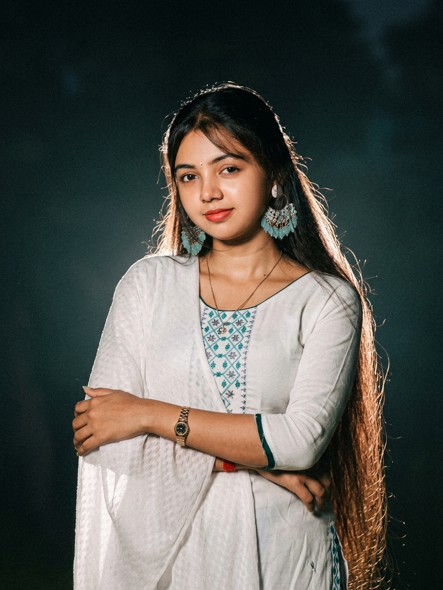 Cinematic Night Portrait of Beautiful Indian Girl | Ethnic Fashion