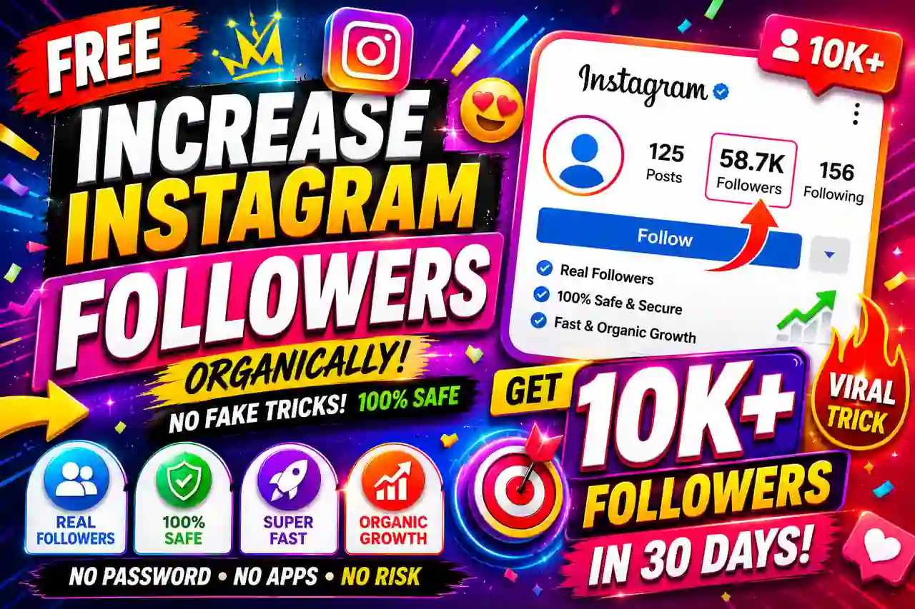 Colorful Instagram followers growth guide thumbnail showing organic Instagram growth tips, 10K+ followers, and free Instagram growth strategy.