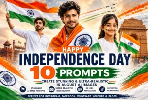 Featured image showcasing 10 best 15 August AI image prompts with patriotic Indian flag, Independence Day theme, and ultra-realistic AI-generated portraits for 2026.