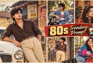 80s Look AI Photo Editing Prompt with retro vintage Indian style