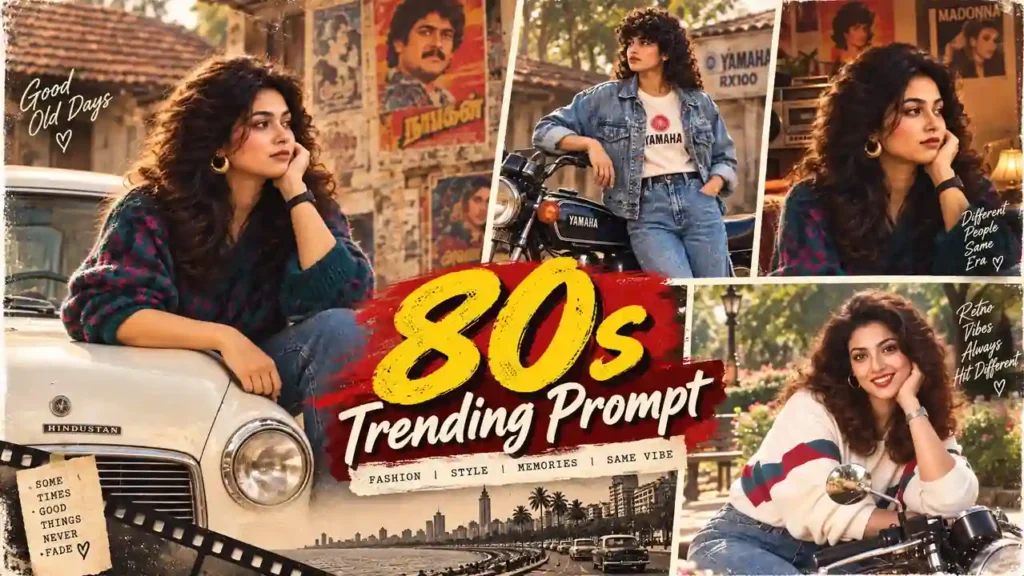 80s Trending Prompt AI photo editing with vintage retro style
