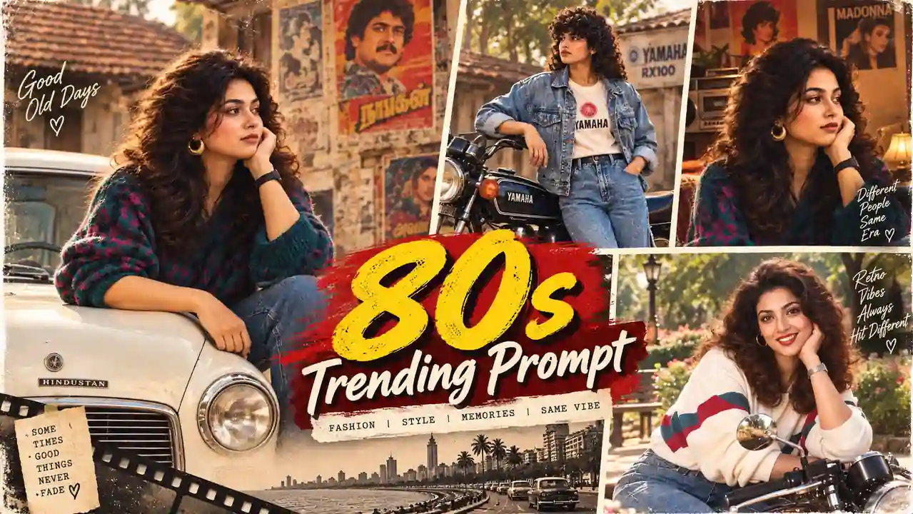 80s Trending Prompt AI photo editing with vintage retro style